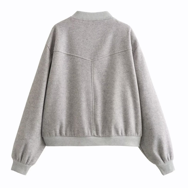 Damen modische Sweatjacke mit Knopfverschluss und praktischen Taschen Drune