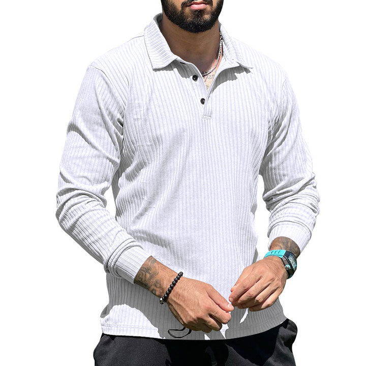Herren langer Strickpullover mit strukturiertem Design und Knopfleiste Drune