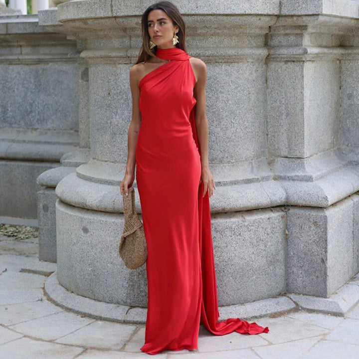 Damen Elegantes asymmetrisches Abendkleid mit schmalem Schnitt und raffinierten Details Drune