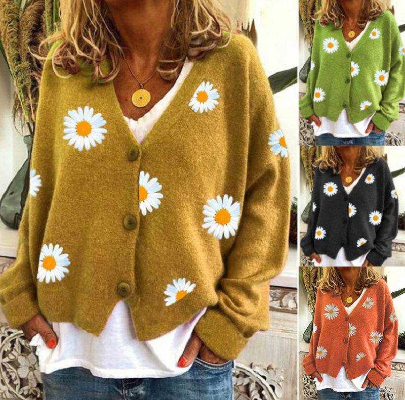 Damen Strickjacke mit floralem Motiv und klassischem Schnitt Drune