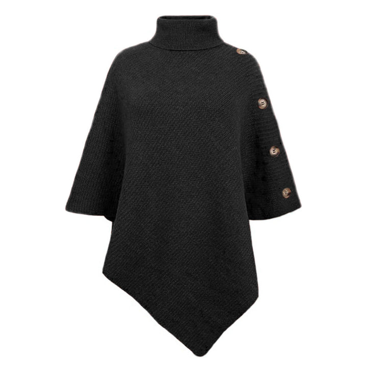 Damen eleganter Poncho mit Stehkragen und dekorativen Knöpfen Drune