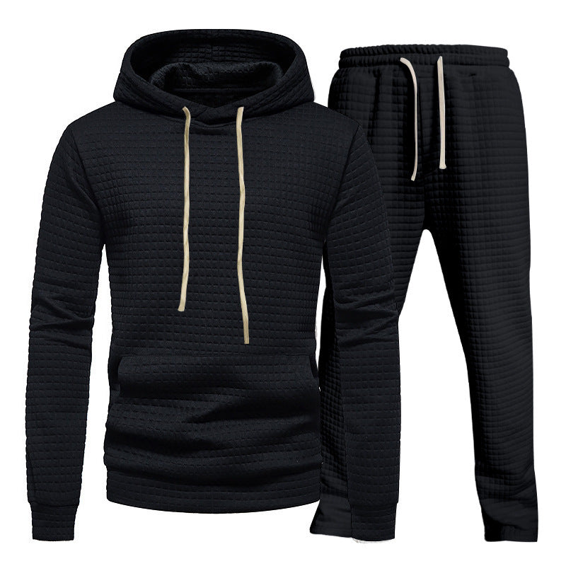 Herren Freizeit-Hoodie und Jogginghose-Set mit strukturiertem Design Drune