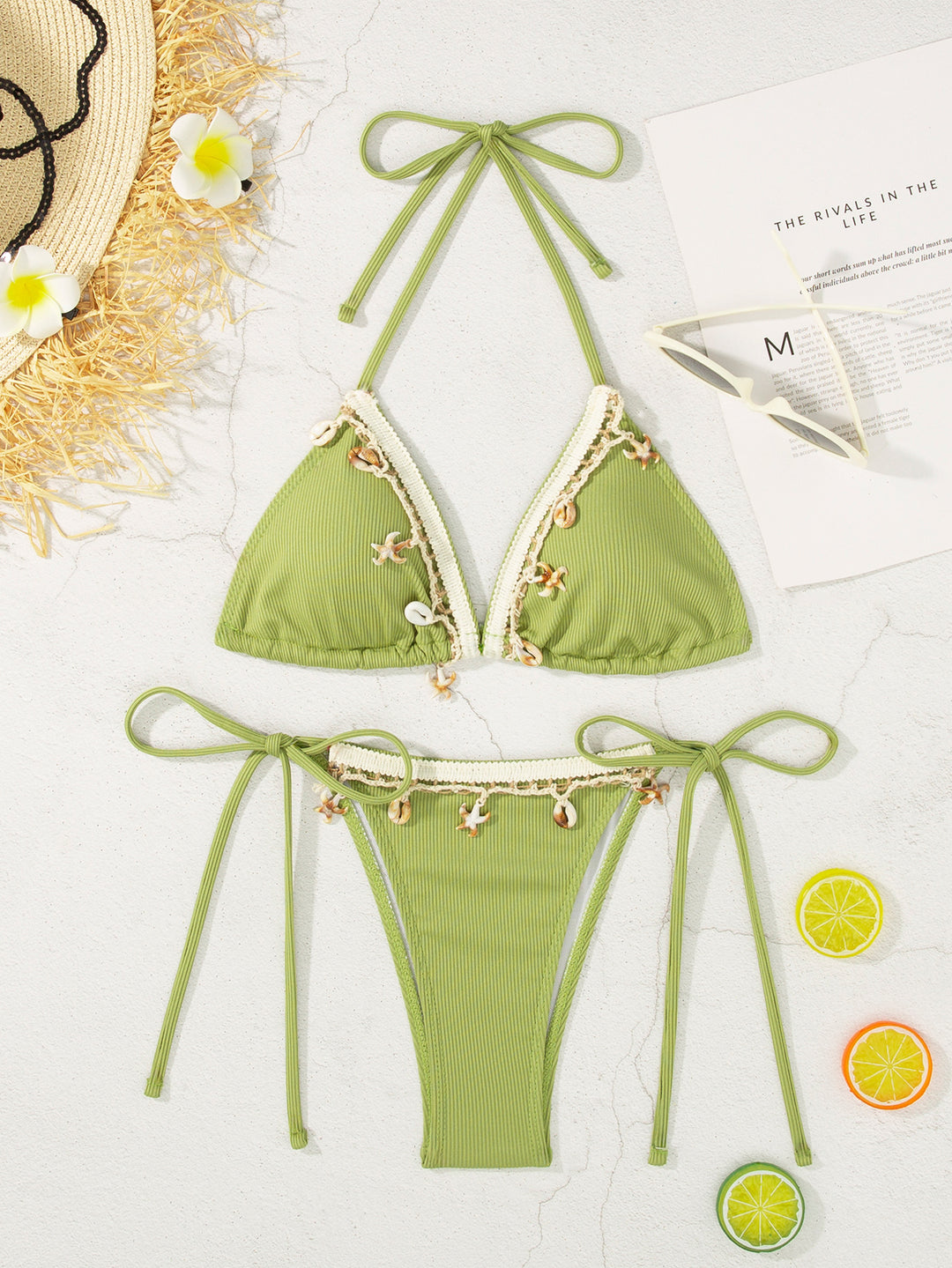 Damen Triangel-Bikini mit verspielten Details Drune
