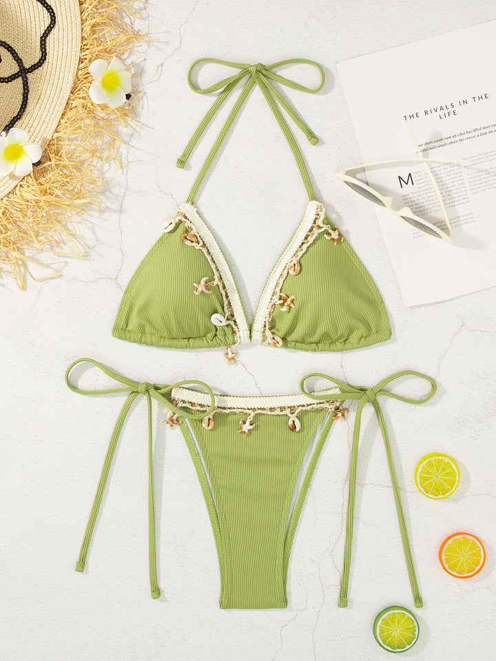 Damen Triangel-Bikini mit verspielten Details Drune