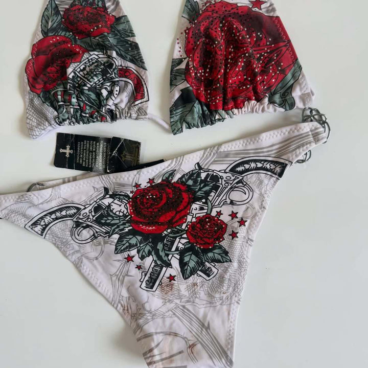 Damen Bikini-Set mit floralen Akzenten und Dekoration Drune