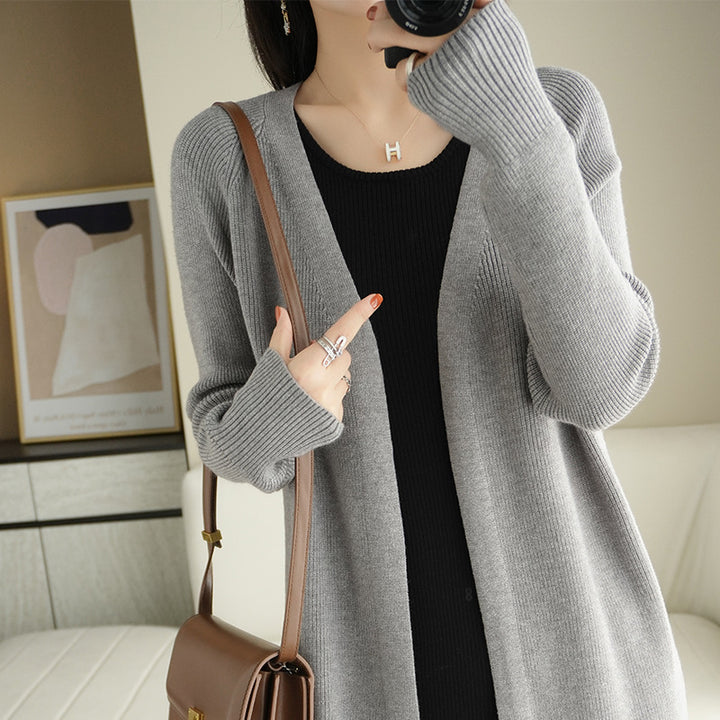 Damen lässiger Strickcardigan mit offenen Maschen und lässigem Schnitt Drune