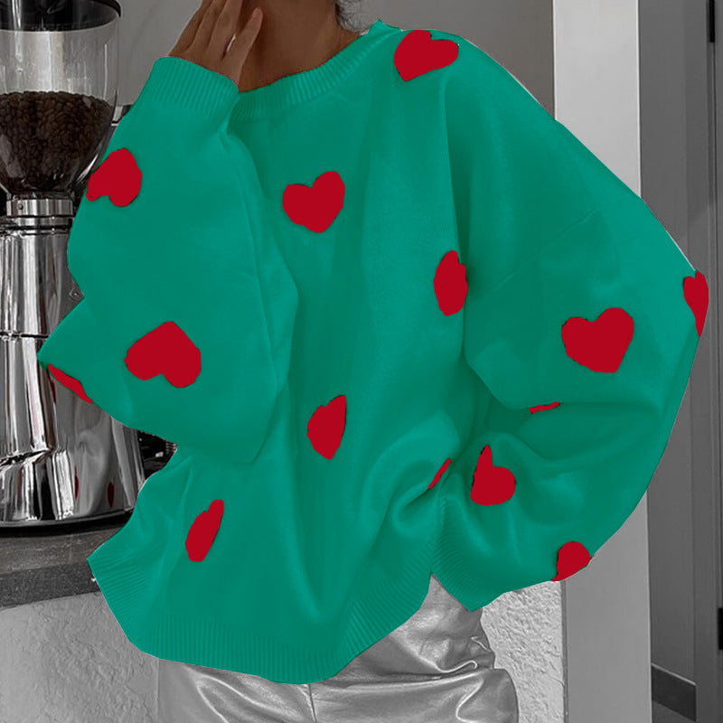 Damen Pullover mit Herzmotiven und lässigem Schnitt Drune