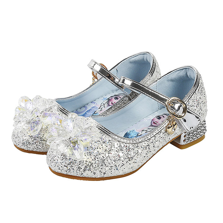 Mädchen Glitzernde Mary Jane Schuhe mit funkelnden Blumenapplikationen Drune