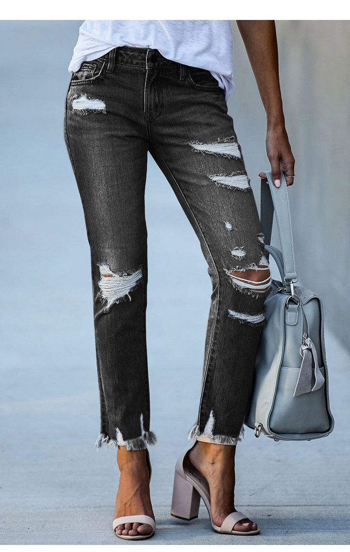 Damen modische Destroyed Jeans Drune
