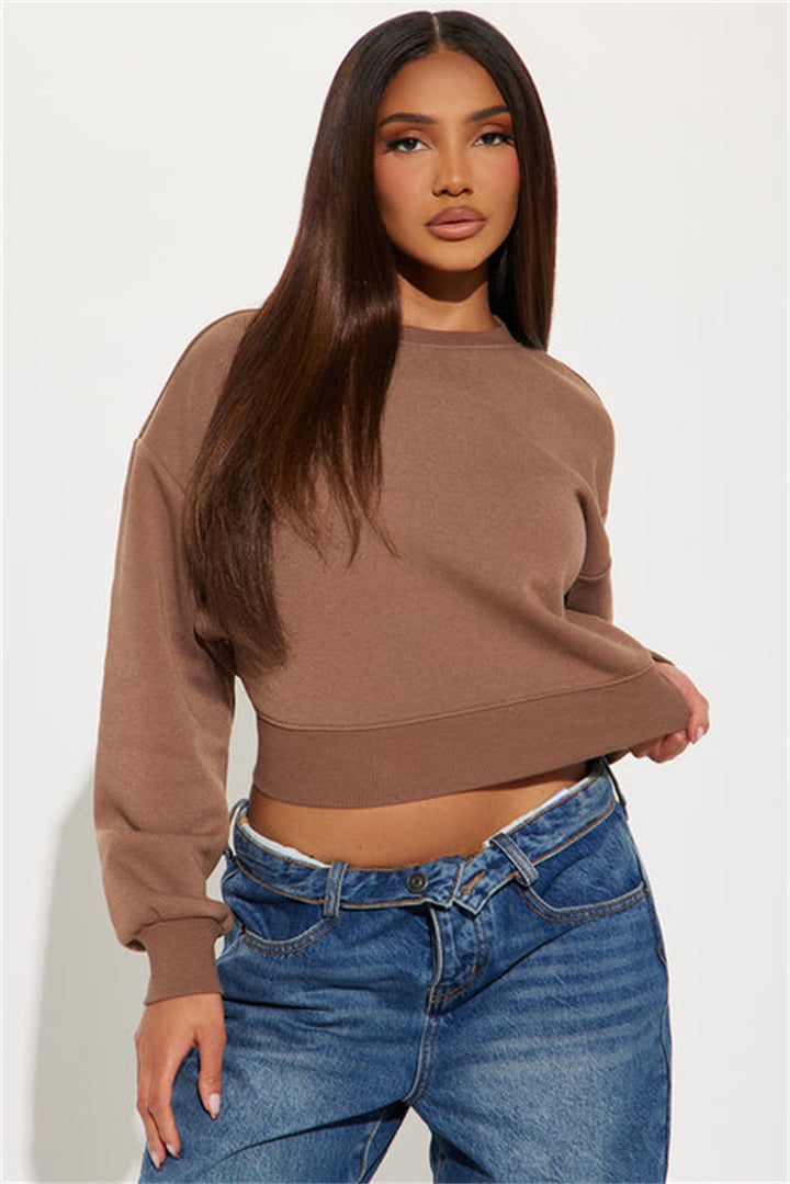 Damen cropped Sweatshirt mit voluminösen Ärmeln Drune