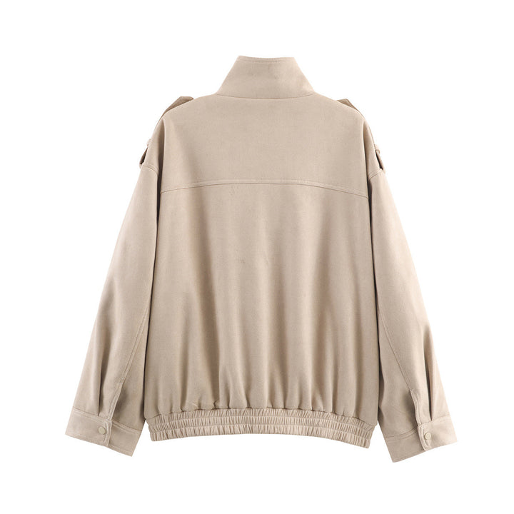 Damen Oversized Utility-Jacke mit praktischen Taschen und hohem Kragen Drune