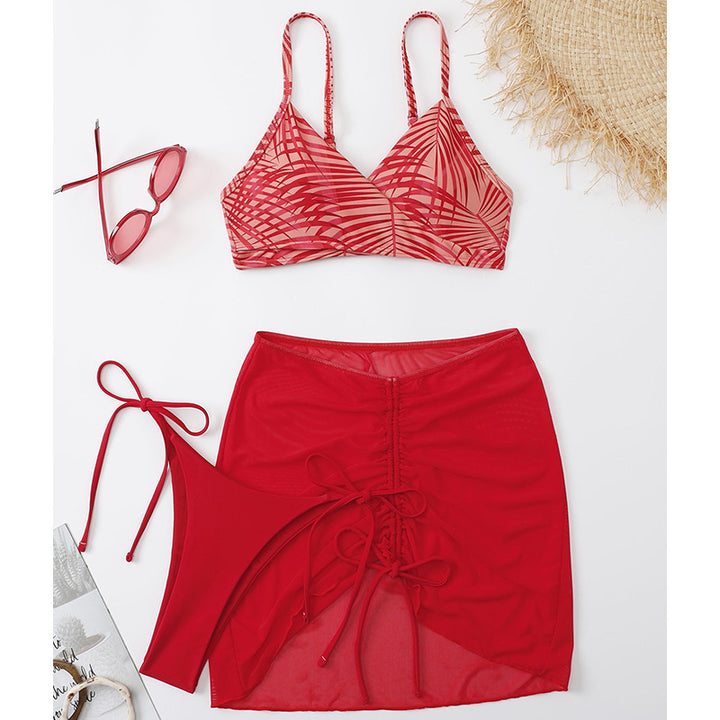 Damen Bikini-Set mit verstellbaren Trägern und transparentem Rock Drune