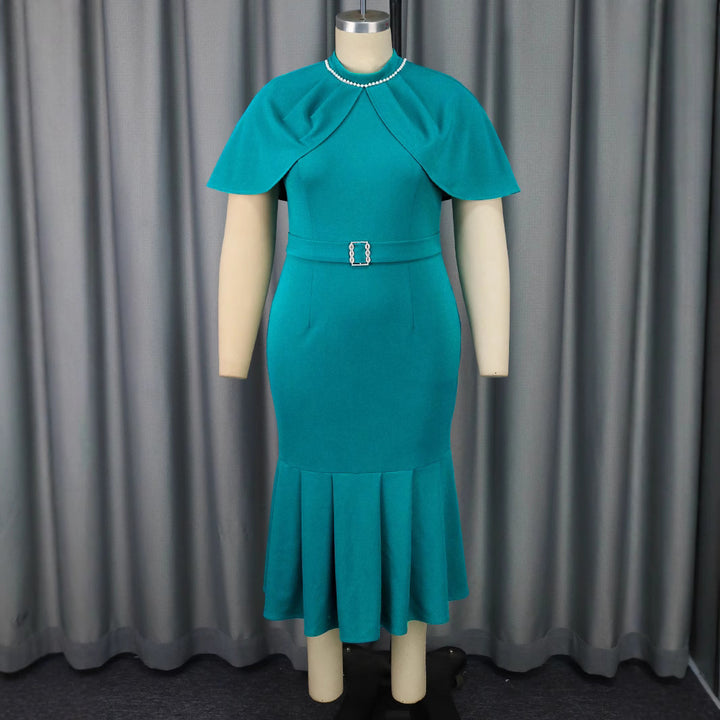 Damen elegantes Abendkleid mit schickem Cape und figurbetonter Silhouette Drune