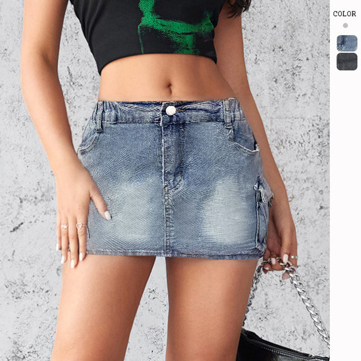Damen Elegantes Jeans-Minikleid mit abnehmbarem Top und seitlichem Reißverschluss Drune