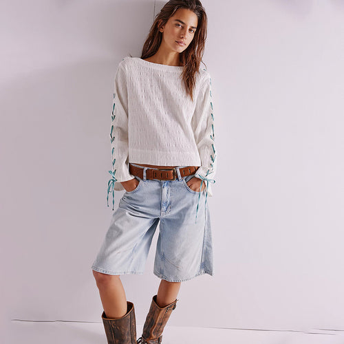 Damen Bluse mit modischem Schnürdesign und luftiger Passform Drune