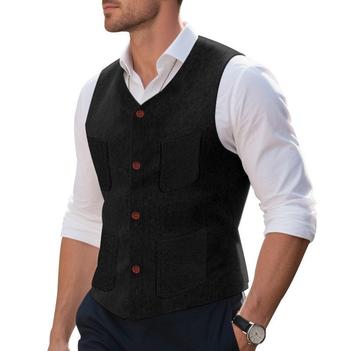 Herren Weste mit funktionalen Taschen und eleganten Knopfdetails Drune
