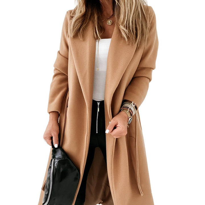 Damen Eleganter und gemütlicher Mantel mit Gürtel und Taschen Drune