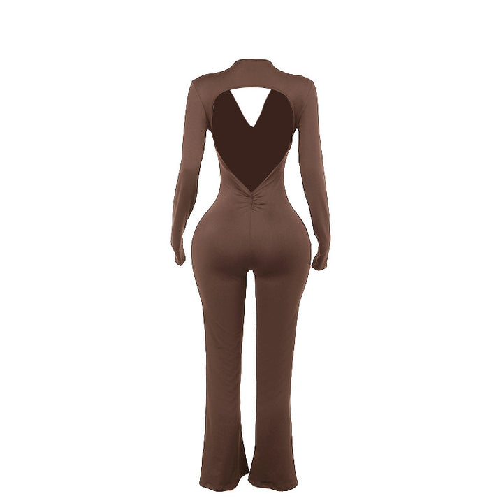 Damen trendiger Jumpsuit mit offenem Rücken und leichtem Stoff Drune