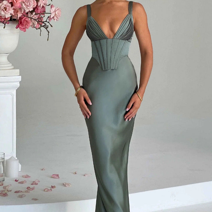 Damen Abendkleid mit Korsett-Oberteil und schimmerendem Finish Drune