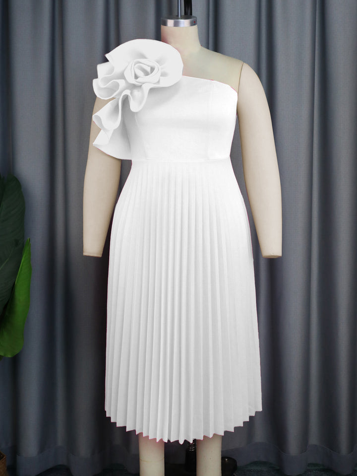 Damen elegantes Cocktailkleid mit voluminöser Blütenapplikation Drune