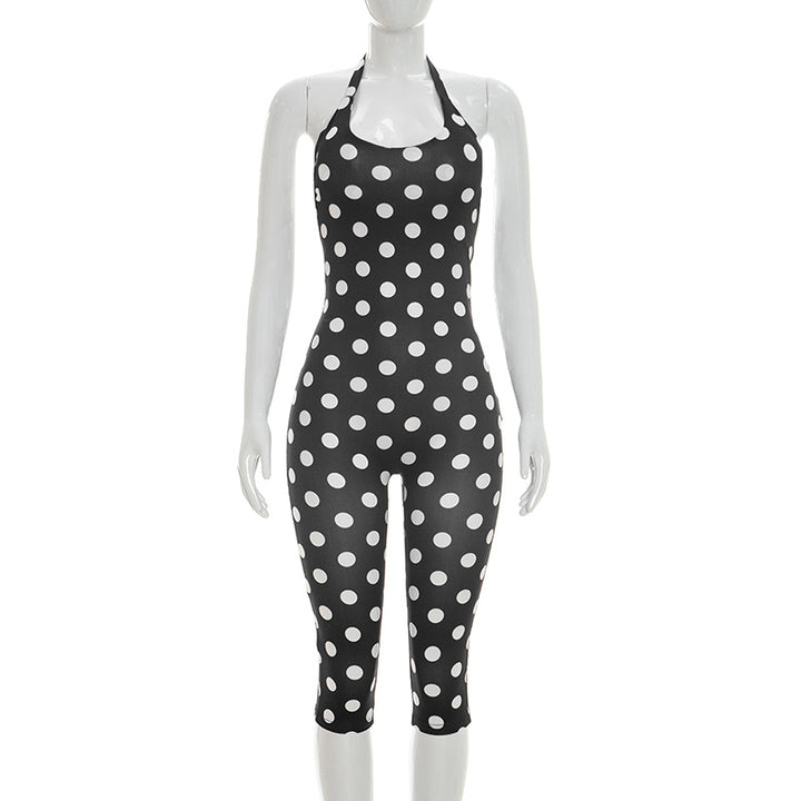 Damen Sportanzug mit Polka-Dots und tiefem V-Ausschnitt Drune