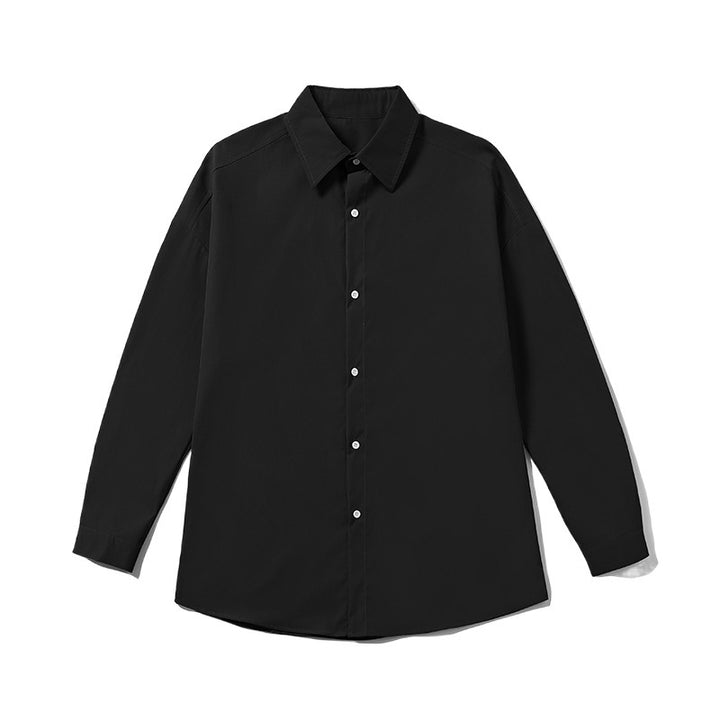 Herren nan leichtes Overshirt-Hemdjacke aus Baumwollmix mit verdeckter Knopfleiste, überschnittener Schulter und abgerundetem Saum Drune