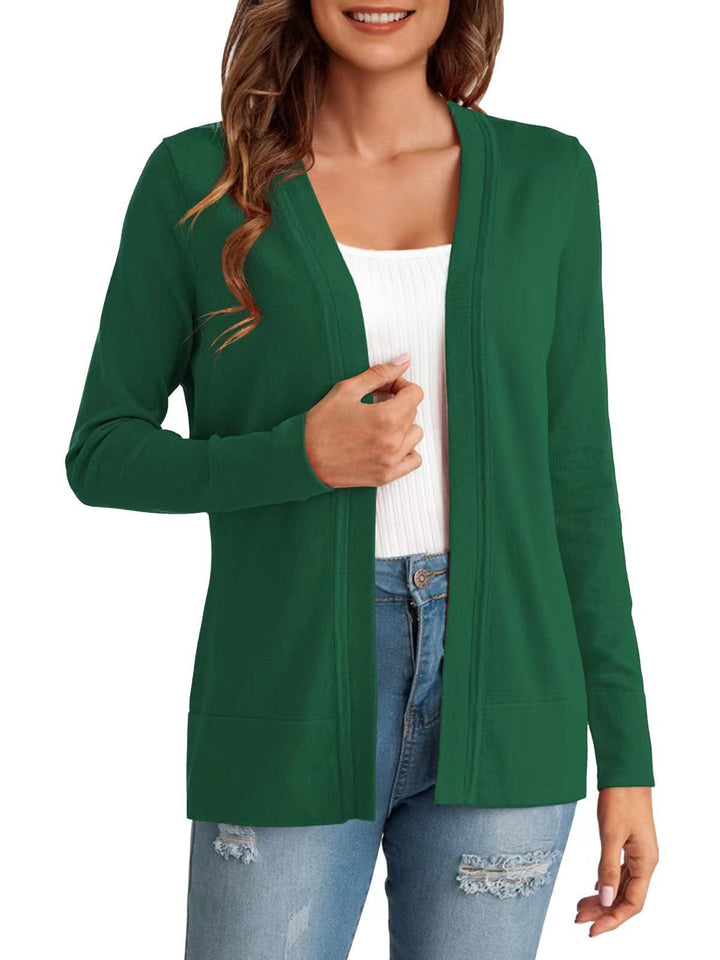 Damen Langarm Strickjacke mit offenem Design und praktischen Taschen Drune