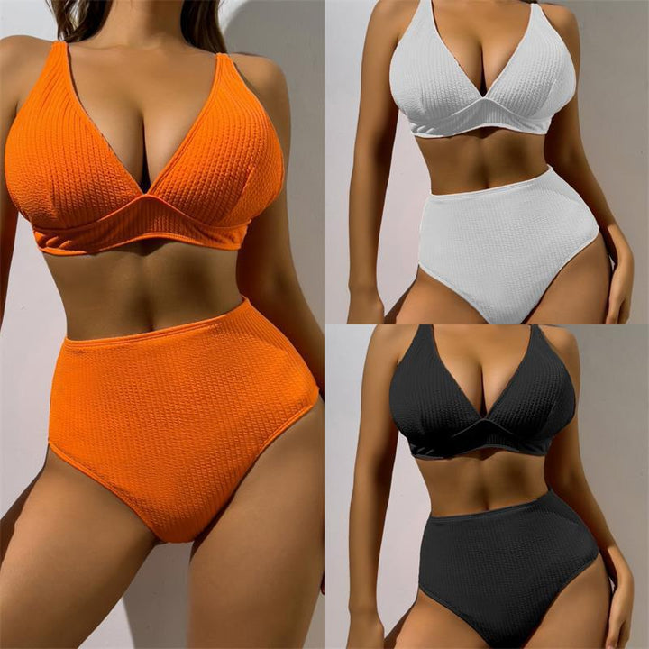 Damen Hochgeschnittener Bikini mit strukturiertem Oberteil Drune