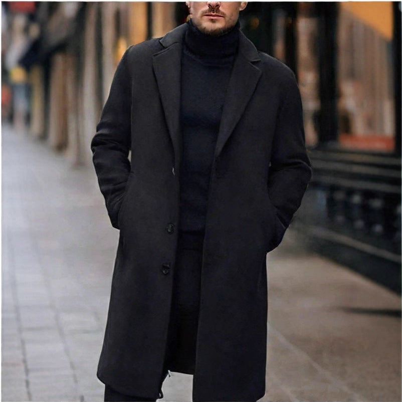 Herren nan eleganter Wollmixmantel mit Reverskragen und geradem Schnitt Drune