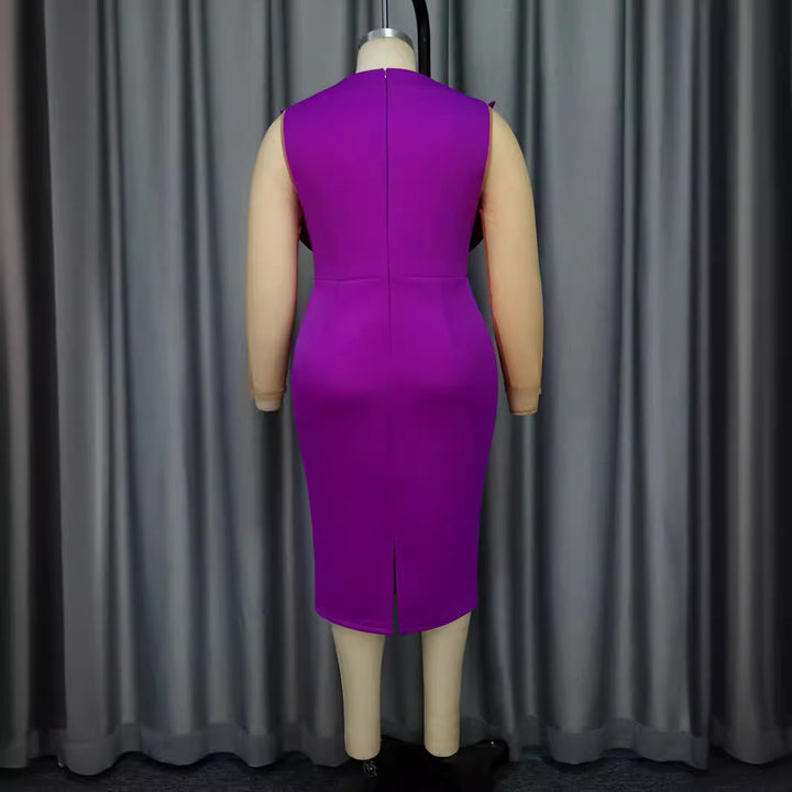 Damen Etuikleid mit floralem Design und transparenten Ärmeln Drune