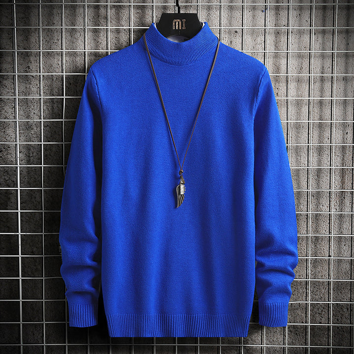 Herren nan Premium Stehkragenpullover aus feinem Baumwoll-Mix mit gerippten Bündchen und schmaler Silhouette Drune