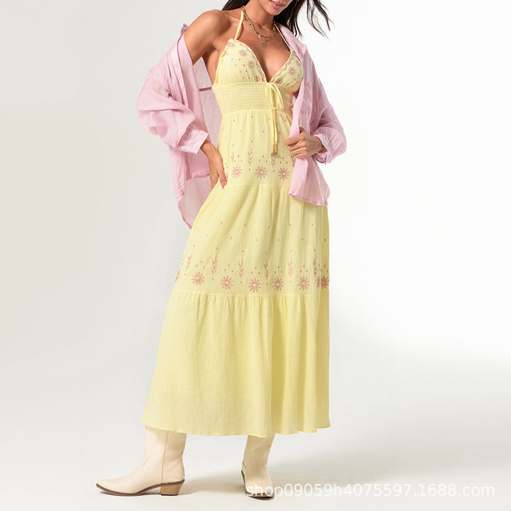 Damen Maxikleid mit zarten Stickereien Drune