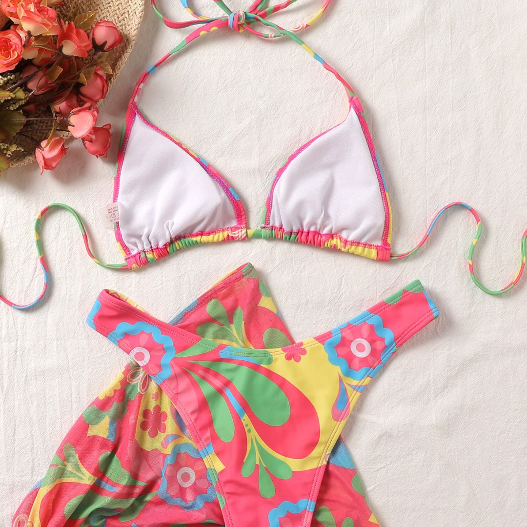 Damen Bikini-Set mit raffinierter Schnürung und floralem Muster Drune