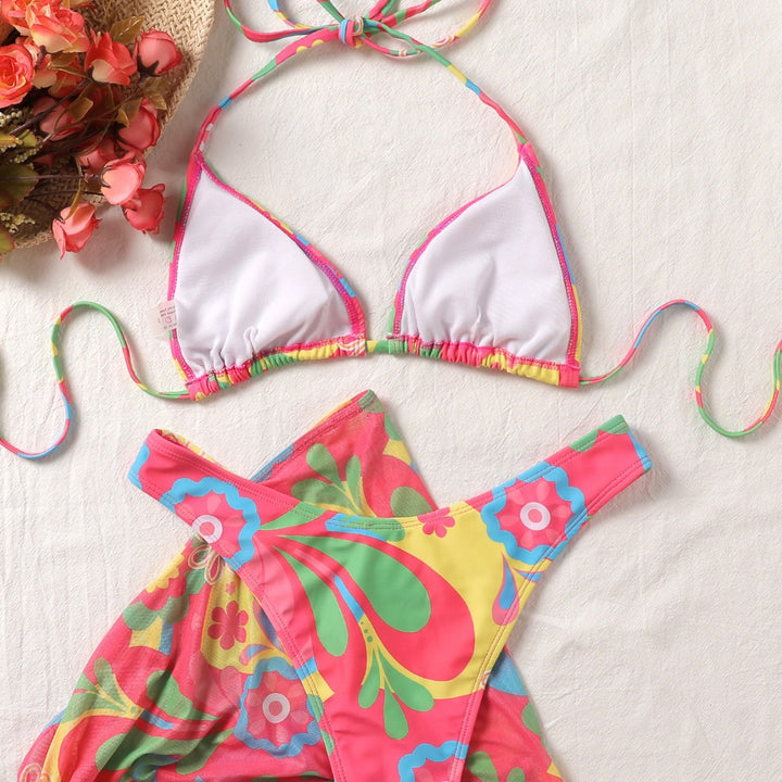 Damen Bikini-Set mit raffinierter Schnürung und floralem Muster Drune