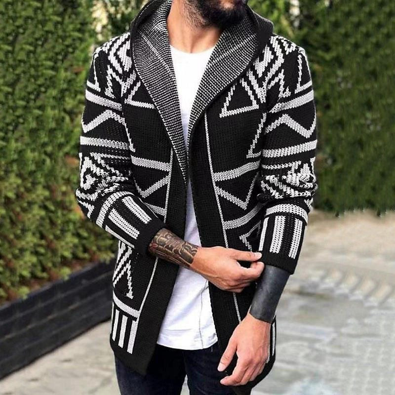 Herren Strickjacke mit kreativem Muster und offener Front Drune