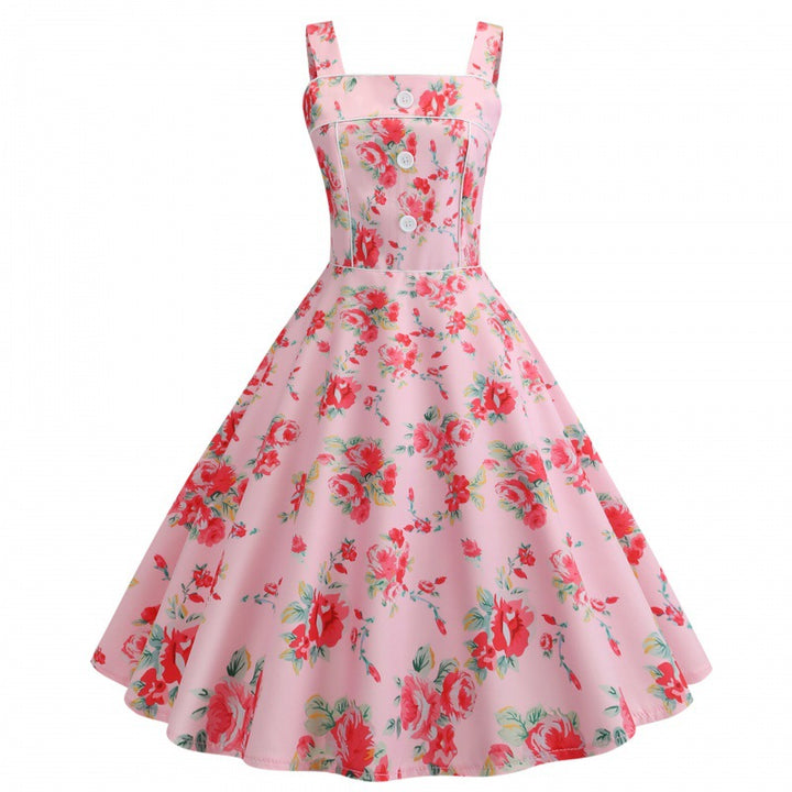 Damen Swingkleid mit floralem Mustermix und eleganter Schürze Drune