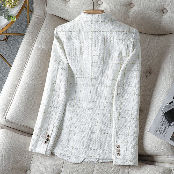 Drune | Blazer Taillierte Passform Strukturiertes Tweed Doppelreihig mit Knöpfen