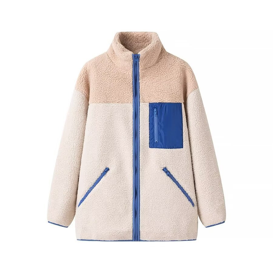 Damen kuschelige Fleecejacke mit hohem Kragen und praktischen Taschen Drune