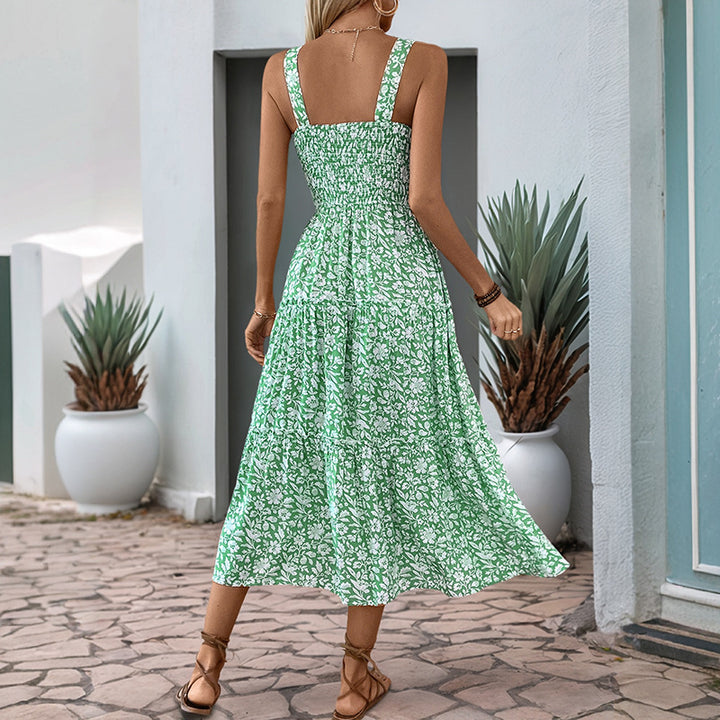 Damen Boho Maxikleid mit verstellbaren Trägern und floralem Design Drune