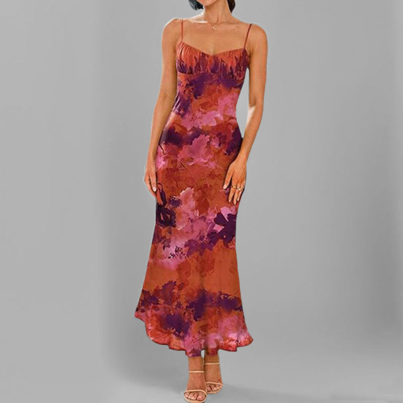Damen Fließendes Maxikleid mit verspieltem Rüschensaum und floralem Print Drune