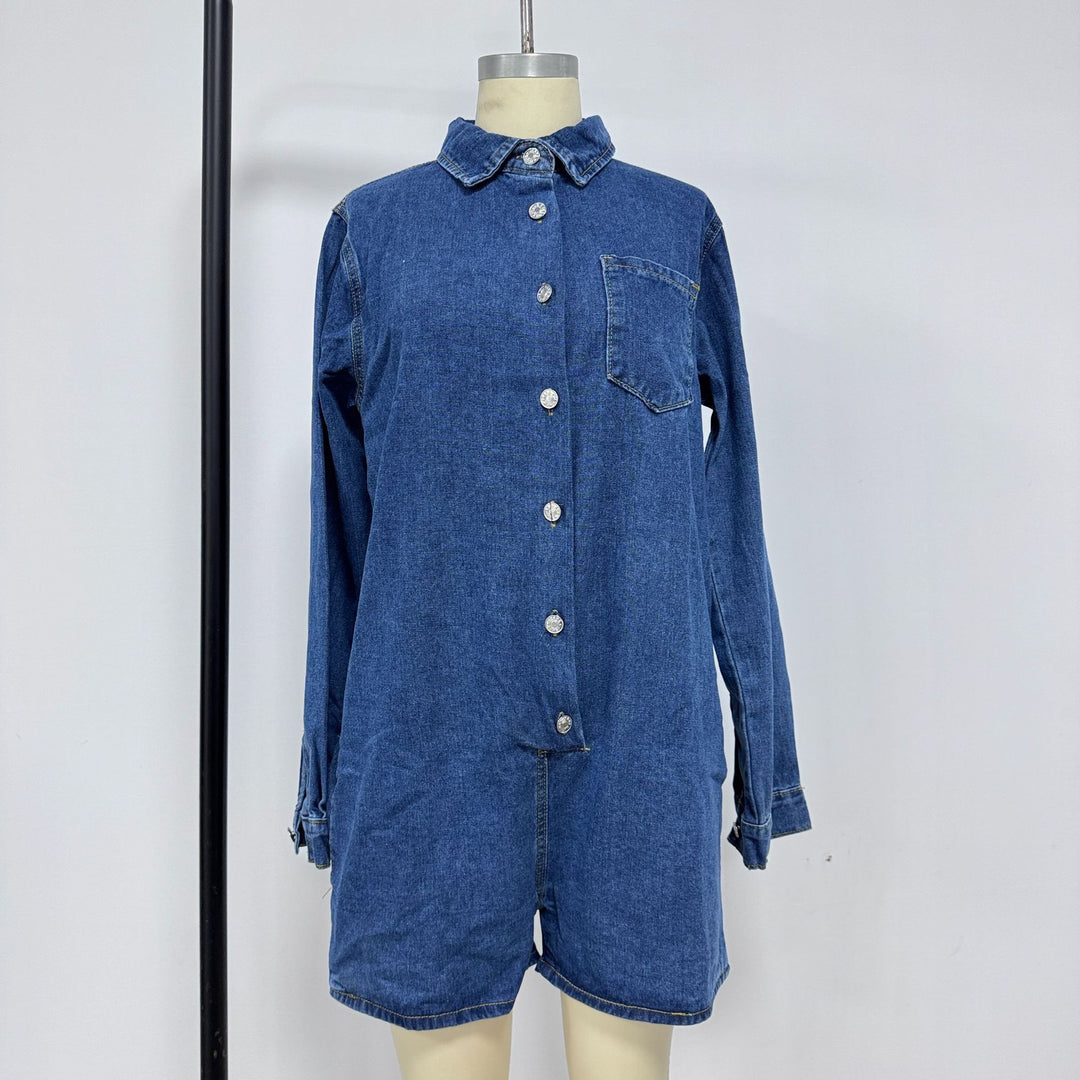 Damen Jeans-Overall mit Kurzarm und praktischen Taschen Drune
