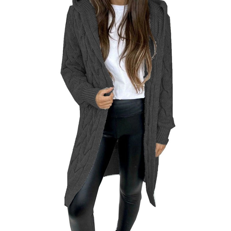 Damen Strickcardigan mit Kapuze und strukturiertem Muster Drune