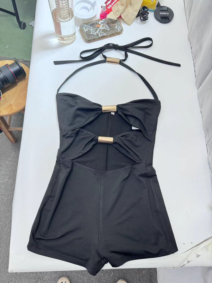 Damen Einteiler mit elegantem Knotendesign und geflochtenen Trägern Drune