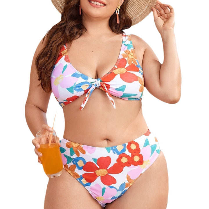 Damen Bikini-Set mit floralem Design und verstellbarem Knoten Drune