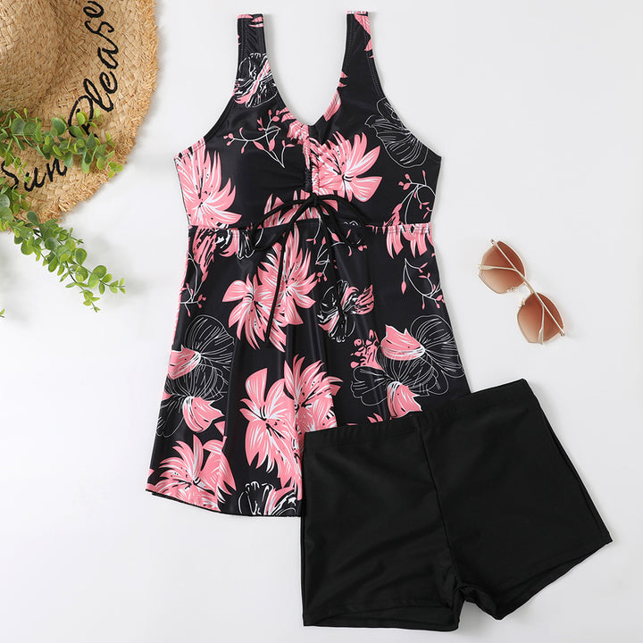 Damen Tankini-Set mit modischem Blumendruck und Rüschen Drune