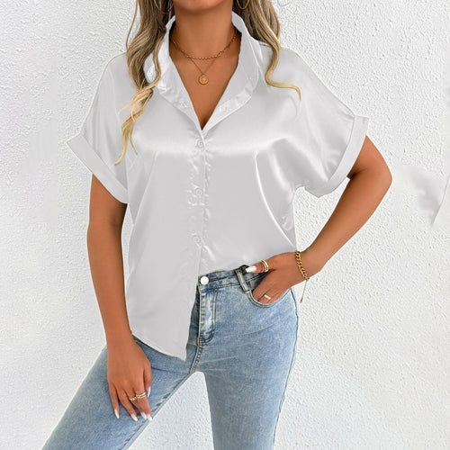 Damen Satinbluse mit lässigem Schnitt und elegantem Kragen Drune