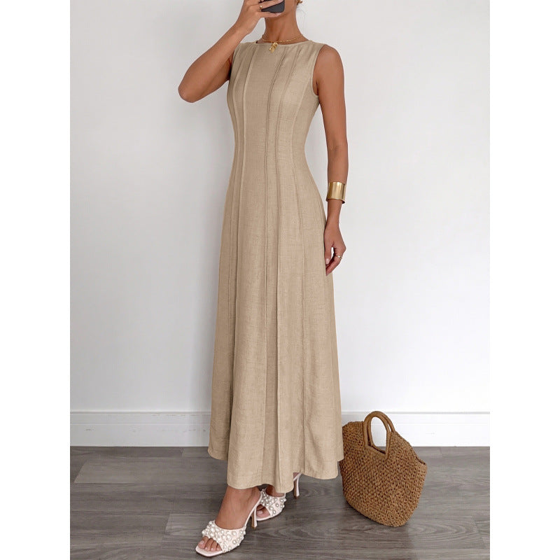Damen Langarm Maxikleid mit eleganten Streifen und schmeichelndem Schnitt Drune