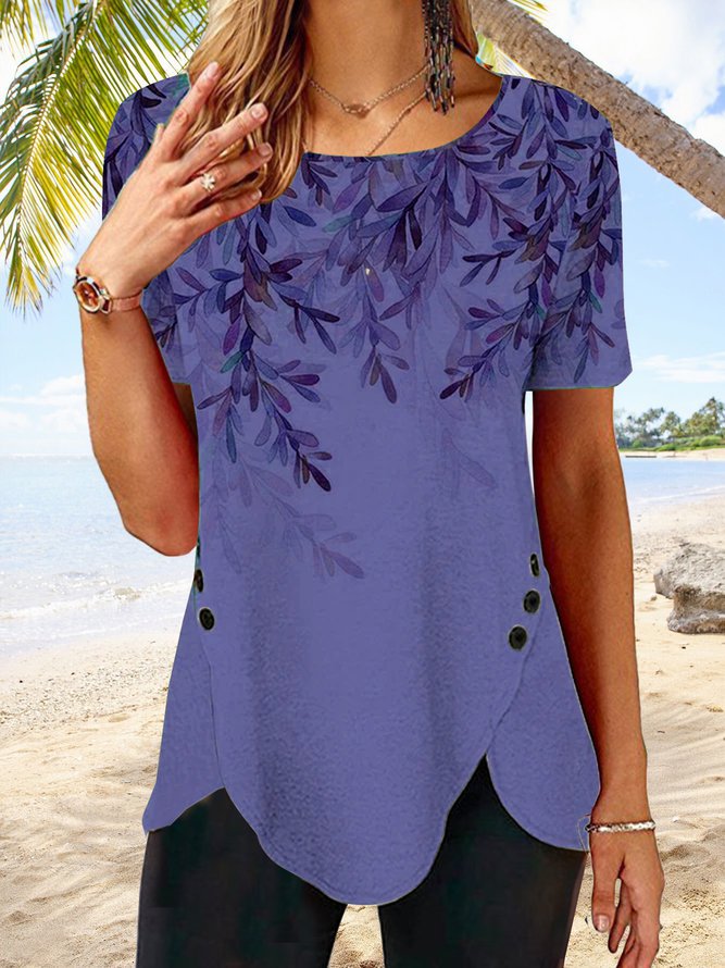 Damen Elegantes Tunika-Oberteil mit asymmetrischem Saum und Knopfdetails Drune