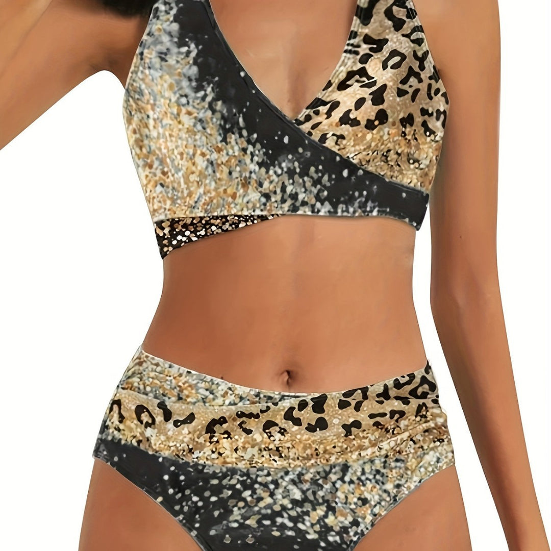Damen Hochtailliertes Bikiniset mit verspieltem Knoten und schimmernden Akzenten Drune