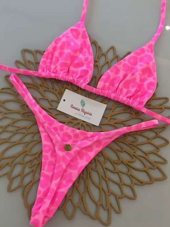 Damen Triangel-Bikini-Set mit floralen Mustern und verstellbaren Trägern Drune